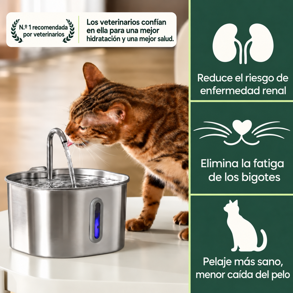 Pawvera · Fuente para gatos con sensor automático y filtro